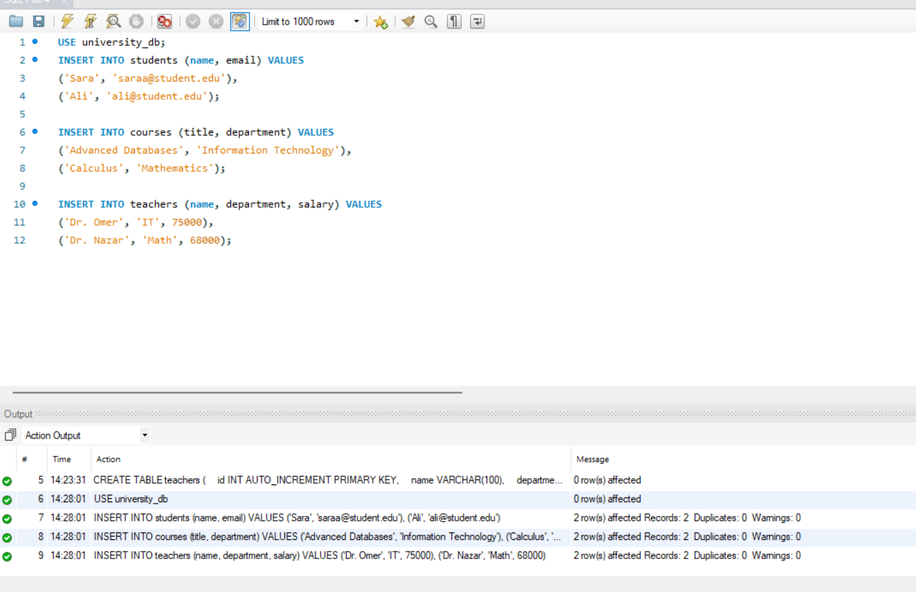 Create Database Screenshot