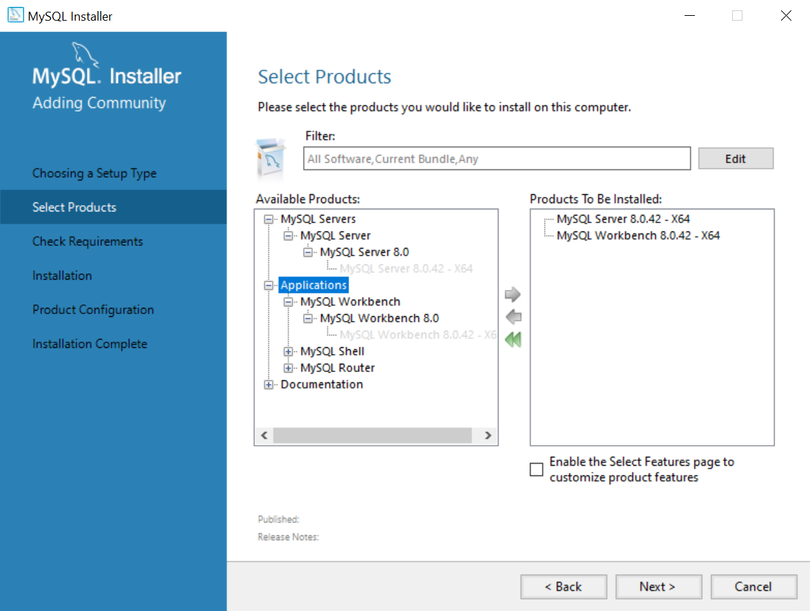 MySQL installer