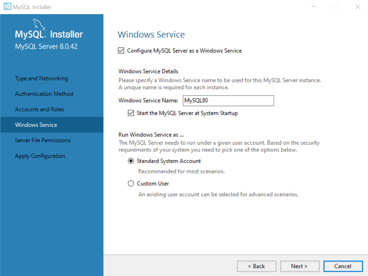 MySQL installer