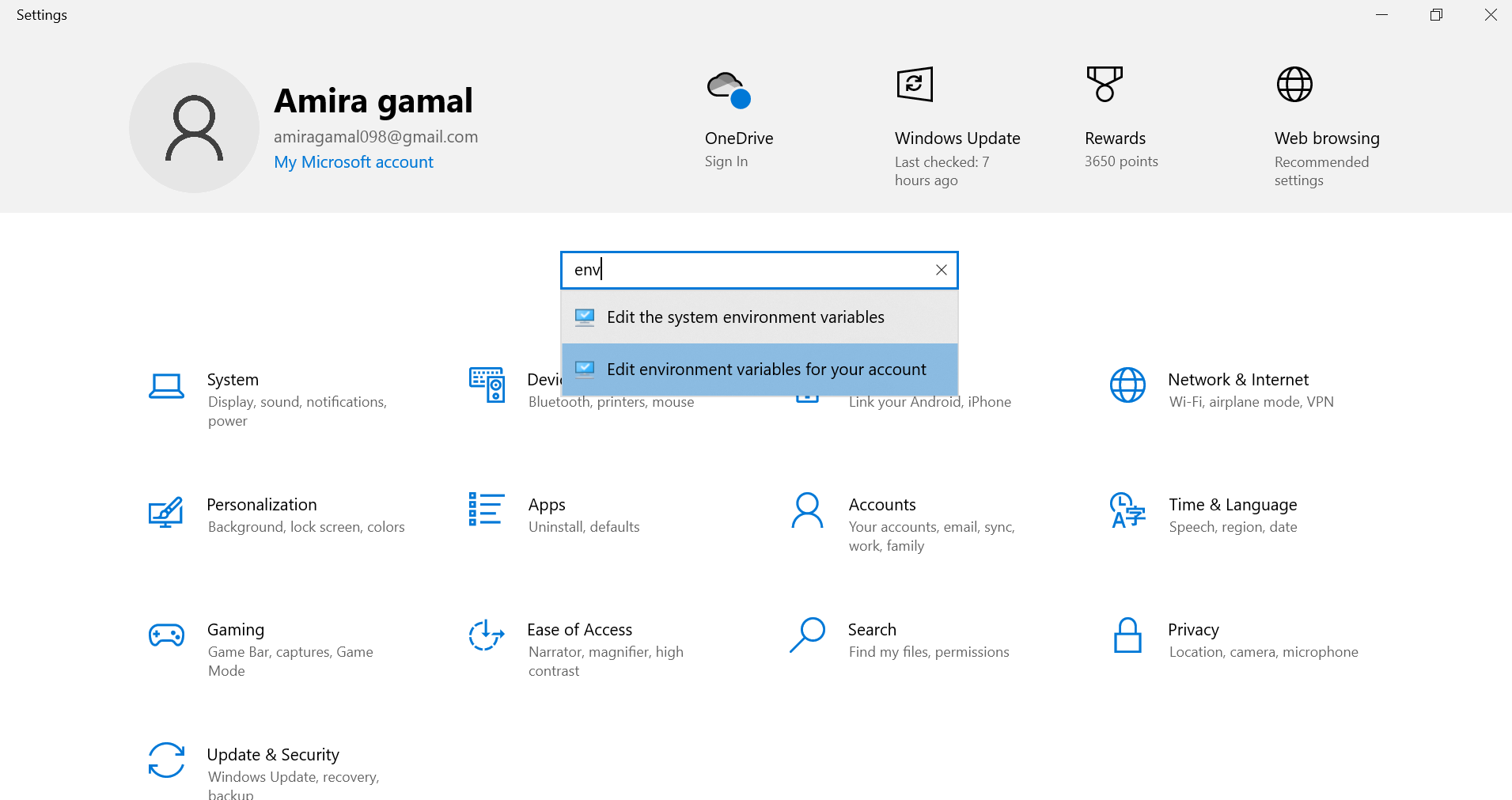 Windows Setting