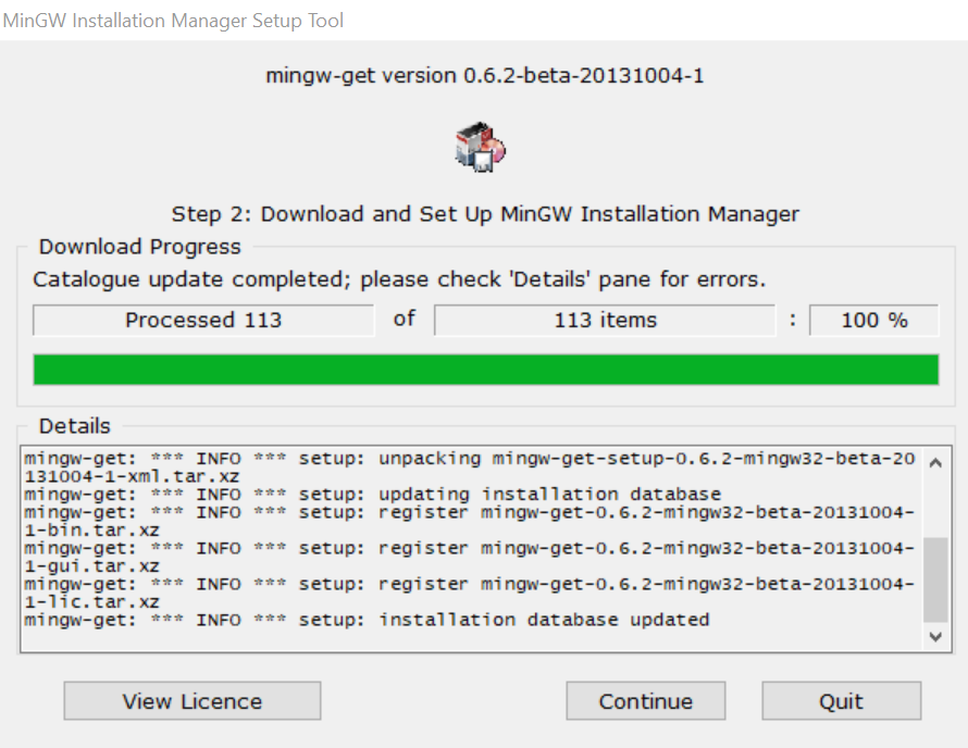 MinGW Installation Manager Setup Tool