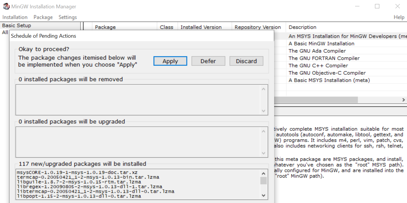 MinGW Installation Manager Setup Tool