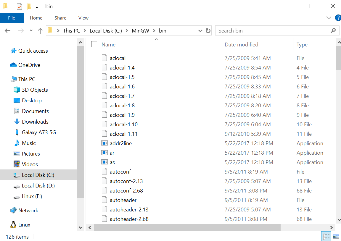 MinGW Installation directory
